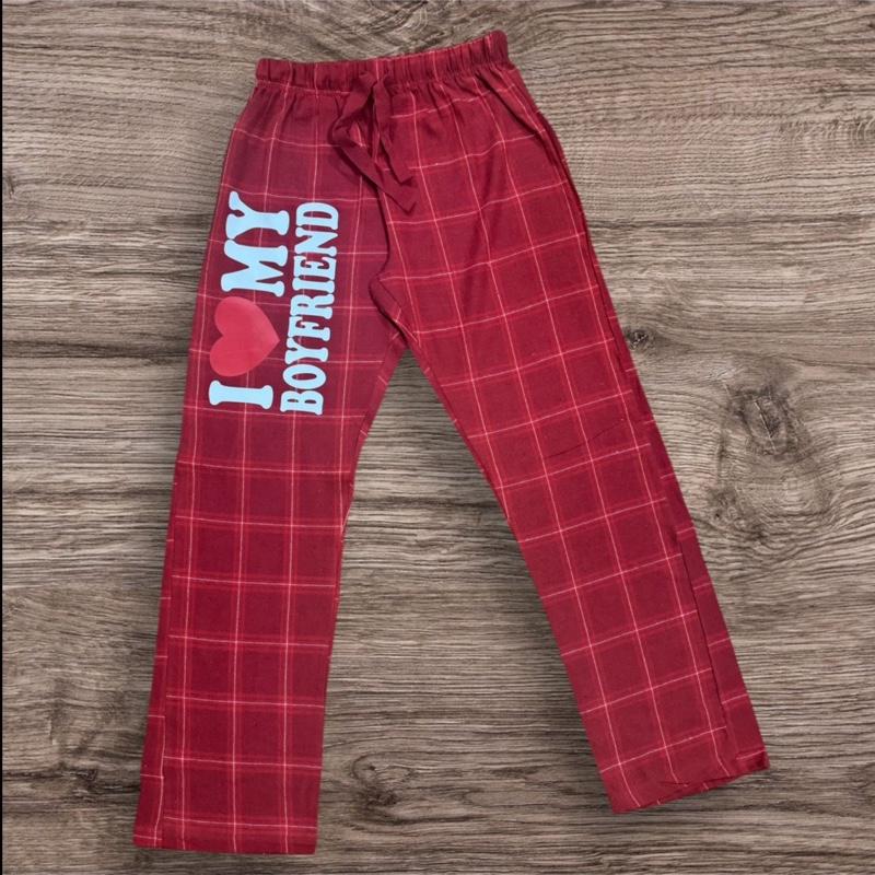 I Love My Boyfriend , I Love My Girlfriend Pjs , Flannel Pjs Pajama Pants Nightwear