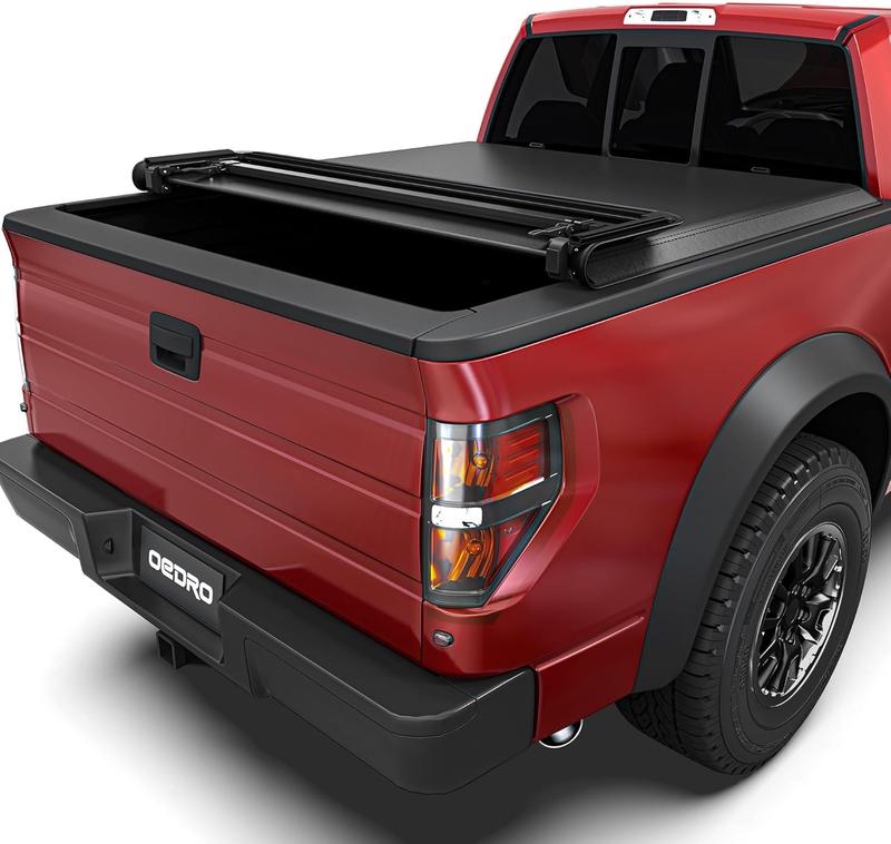 OEDRO Soft Quad Fold Tonneau Cover Truck Bed Covers Compatible with 2009-2014 Ford F-150 F150 5.5ft Bed