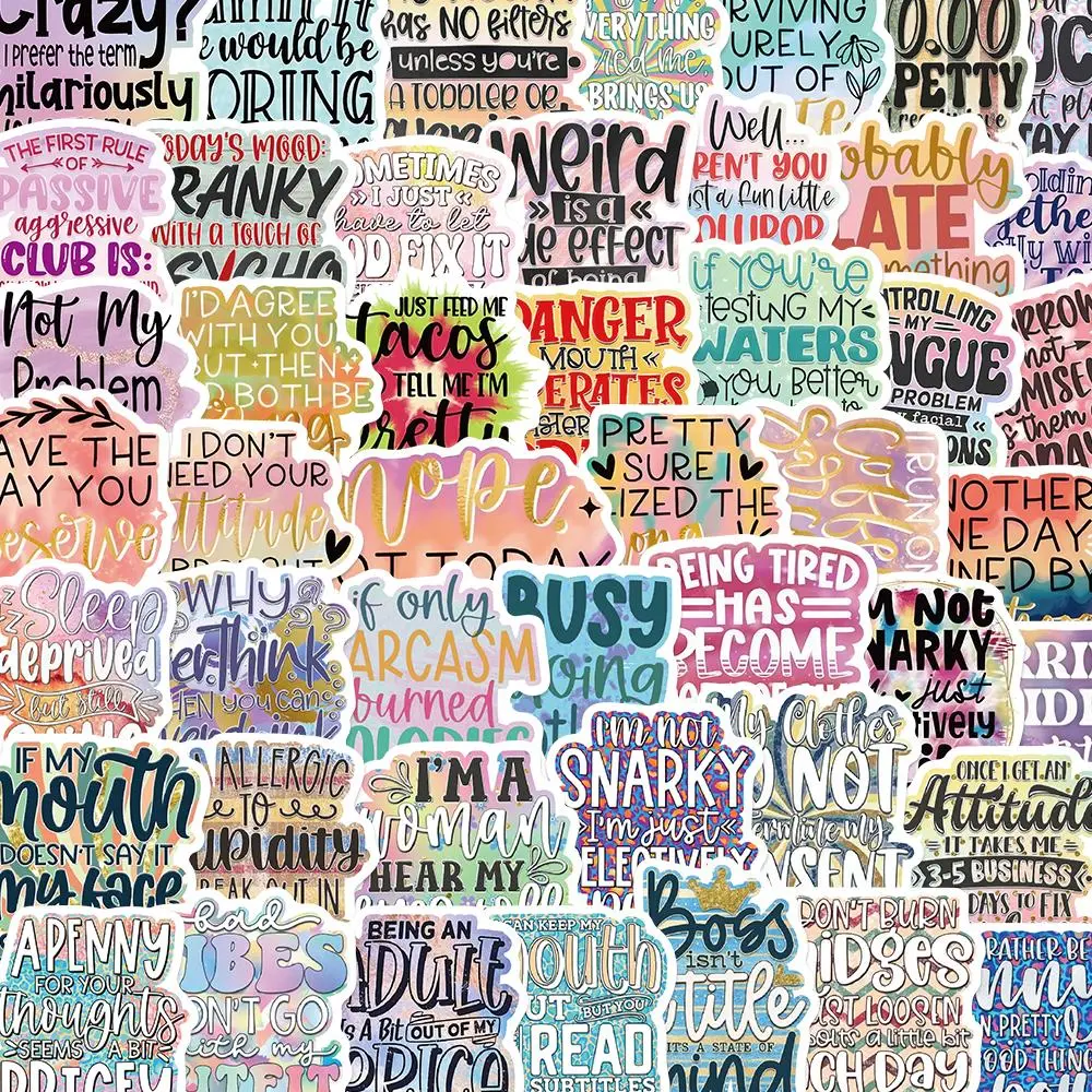 Sarcastic Slogan Stickers, 50pcs/1000pcs Creative English Phrase Stickers, DIY Decorative Stickers for Scrapbooking, Journaling and Gift Wrapping, Scrapbooking Supplies, Funny Sticker Sheets, Sticker Collage Pack
