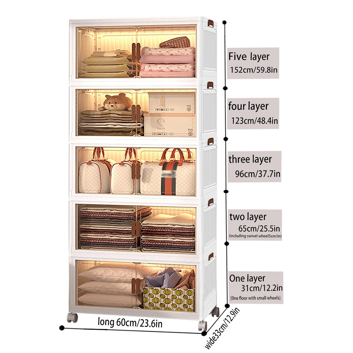60CM-2/3/4/5 Layers Plastic Storage Box Organizer Stackable & Foldable with Magnetic Transparent Door for Kitchen Bedroom Living Room Study Office Saving Space 60CM-2/3/4/5 Layers Plastic Storage Box Organizer Stackable & Foldable with Magnetic Transparent Door for Kitchen Bedroom Living Room Study Office Saving Space