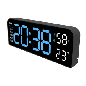 Digital Wall Clock Large Display, 9" LED Wall Clocks for Living Room Decor, Digital Clock with Temperature/DST/Auto-Dimming/Humidity/Snooze - 12/24H, Silent Digital Clocks for Seniors Kids