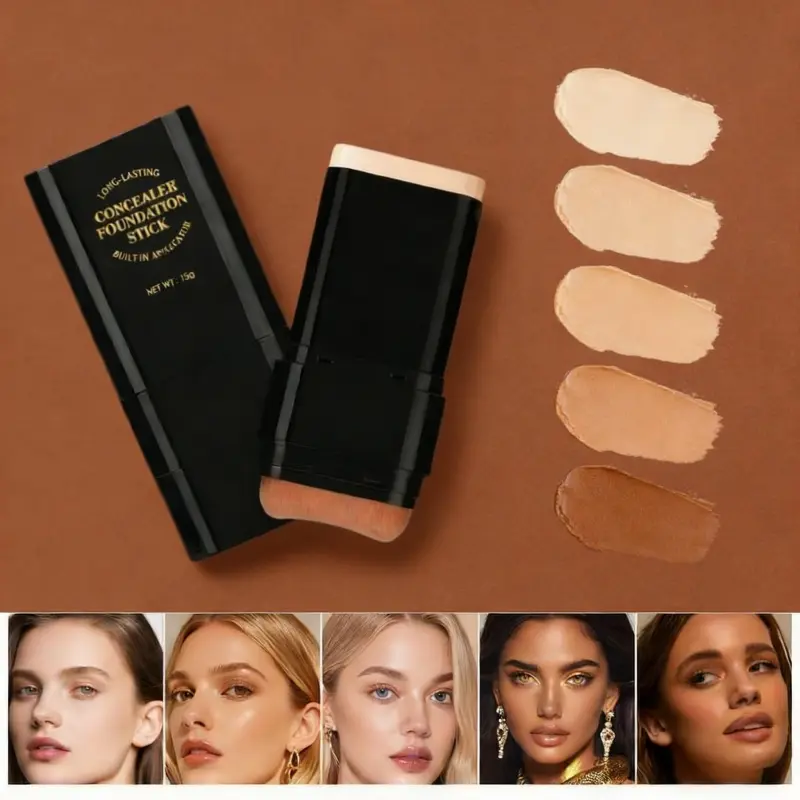 5-color Dual - Ended Eraser Foundation Stick -Multi - Use Concealer & Highlighter for Acne Marks , Nose Contour Flawless Makeup Finish - Versatile Cosmetic Tool , daily gift