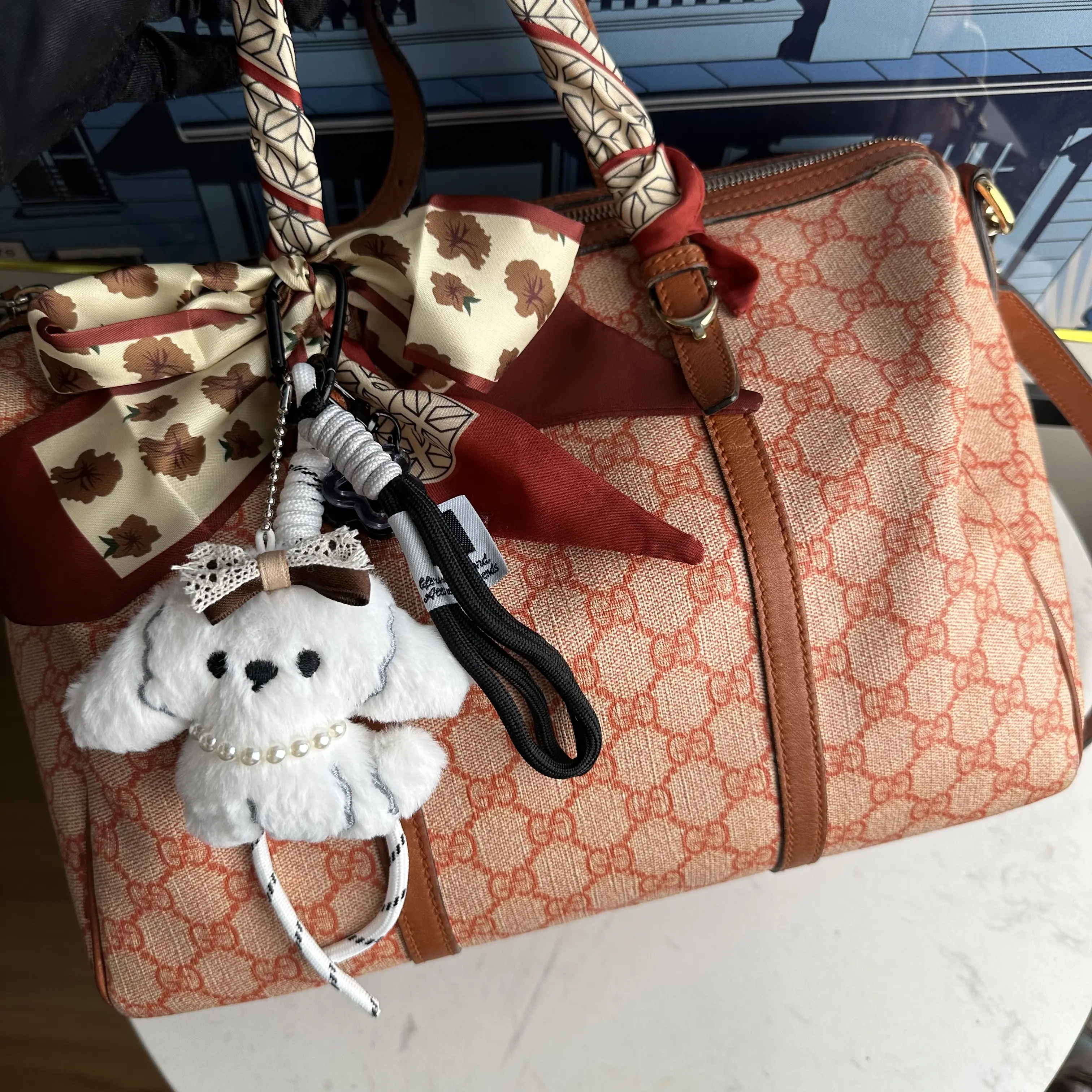Pre-owned GUCCI GUCCI｜Caramel Orange GG vintage brown leather Boston handbag travel bag, detachable crossbody shoulder strap a280