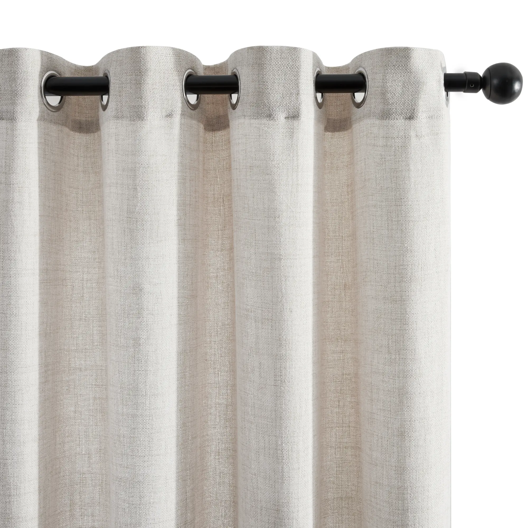 Deconovo 2-Panel Grommet Curtains, Linen Fabric Boho Style, Breathable Room Darkening with Black Liner, Thermal Insulation Window Drapes for Bedroom/Living Room, Window Covering Ideas, Two Panels