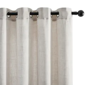 Deconovo Blackout Curtains Linen Curtain Boho Window Drapes Room Darkening Grommet Thermal Insulated with Black Liner for Bedroom Living Room, 2 Panel Set