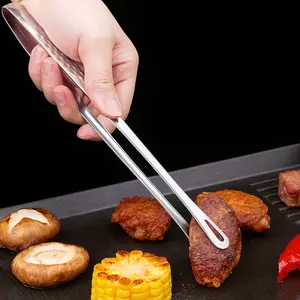 Stainless Steel Korean BBQ Grill Tongs Heavy Duty Rust Resistant with Ergonomic Handles for Steak Salad Vegetables Portable Cooking Tool for Indoor Outdoor Home Camping and Picnics Durable Kitchenware with Sleek Metallic Finish