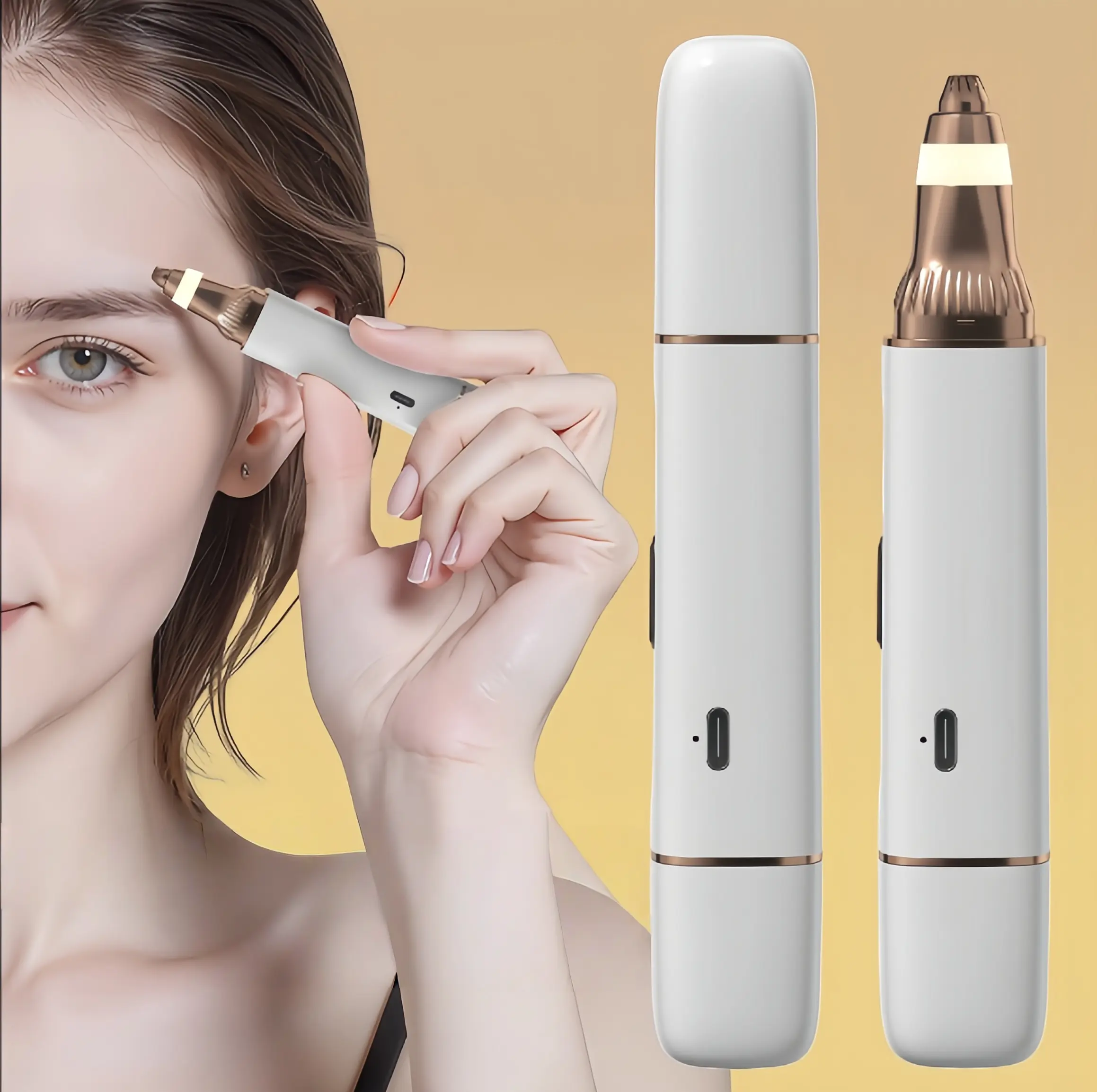 2-in-1 Cordless Rechargeable Electric Eyebrow & Facial Trimmer - Eyebrow Shaping Kit for Adults, Painless Shaver with UK Plug, LED Precision, Easy Trim, Smooth Skin for Daily Flawless Makeup Application, Led Light,back to school,back to school haul