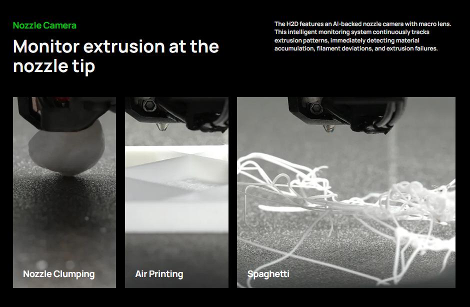 Bambu Lab H2D 3D Printer, Dual-nozzle Multi-material 3D Printing, Optional 10W/40W Laser and Cutting Module, 350*320*325 mm³ Print Volume, 5μm Resolution Optical Motion Calibration, Closed-loop Servo Extruder, 350°C Nozzle & 65°C Active Chamber Heating Bambu Lab H2D 3D Printer, Dual-nozzle Multi-material 3D Printing, Optional 10W/40W Laser and Cutting Module, 350*320*325 mm³ Print Volume, 5μm Resolution Optical Motion Calibration, Closed-loop Servo Extruder, 350°C Nozzle & 65°C Active Chamber Heating