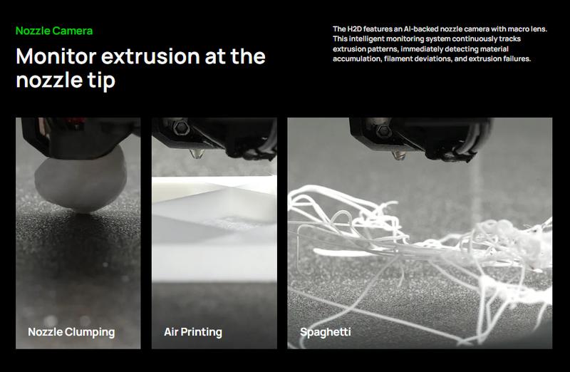 Bambu Lab H2D 3D Printer, Dual-nozzle Multi-material 3D Printing, Optional 10W/40W Laser and Cutting Module, 350*320*325 mm³ Print Volume, 5μm Resolution Optical Motion Calibration, Closed-loop Servo Extruder, 350°C Nozzle & 65°C Active Chamber Heating Bambu Lab H2D 3D Printer, Dual-nozzle Multi-material 3D Printing, Optional 10W/40W Laser and Cutting Module, 350*320*325 mm³ Print Volume, 5μm Resolution Optical Motion Calibration, Closed-loop Servo Extruder, 350°C Nozzle & 65°C Active Chamber Heating