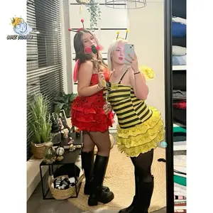 Women Halloween Insect Costumes Cute Bee Ladybug Dress and Wings Headband Set for Christmas Cosplay Party Outfits