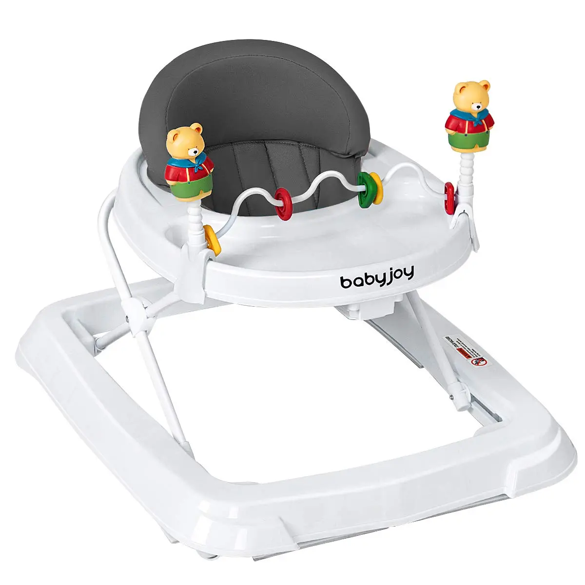 Baby Walker, Foldable Activity Walker with Adjustable Height, Large Tray & Removable Toys, Baby Walker with Wheels for Boys Girls 6-18 Months