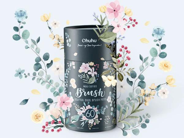 Ohuhu Maui 60 Colors Dual Tips Water Based Art Markers ,Brush & Fineliner