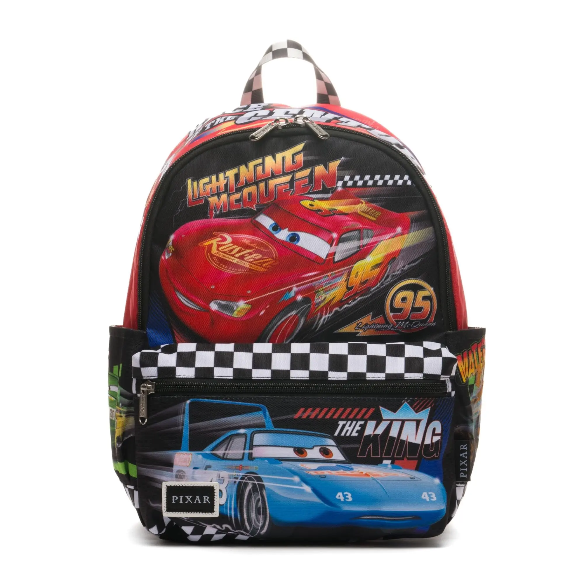 Kids' Disney Pixar Cars 13"h Nylon Fabric School Backpack - Multi-Pocket Character-Themed Daypack with Lightning McQueen Racing Graphic, Zipped Compartment for Valuables, Backpack for School