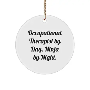 Funny Occupational Therapist Gifts by Day, Ninja by Night Circle Ornament for Christmas Unique Presents from Friends