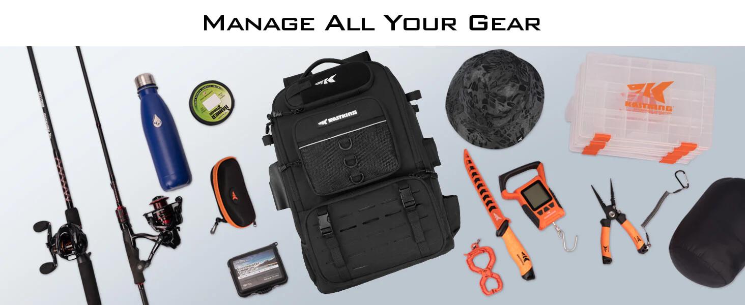 Karryall Fishing Tackle Backpack with Rod Holders 4 Tackle Boxes,40L Fishing Bag Storage Fishing Gear and Equipment, Multi-Functional Storage ,Waterproof & Durable Fishing Bag Ideal for Camping & Outdoor Activities Hunting