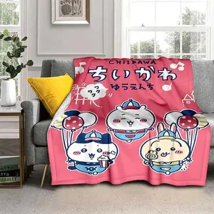Aura Blankets Cute Cartoon Chiikawa Room Warming Decorative Blanket Comfortable Soft Portable Travel Picnic Blanket Gift for Family or Friends