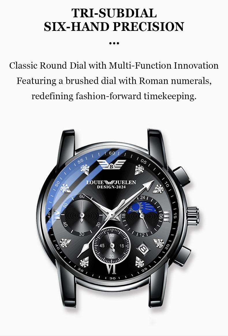 LOUIEJUELEN Elegance Men's Watch Swiss Precision 40mm Alloy Case Sapphire Crystal Stainless Steel Water-Resistant Shockproof Luminous Dial for Business Social Events