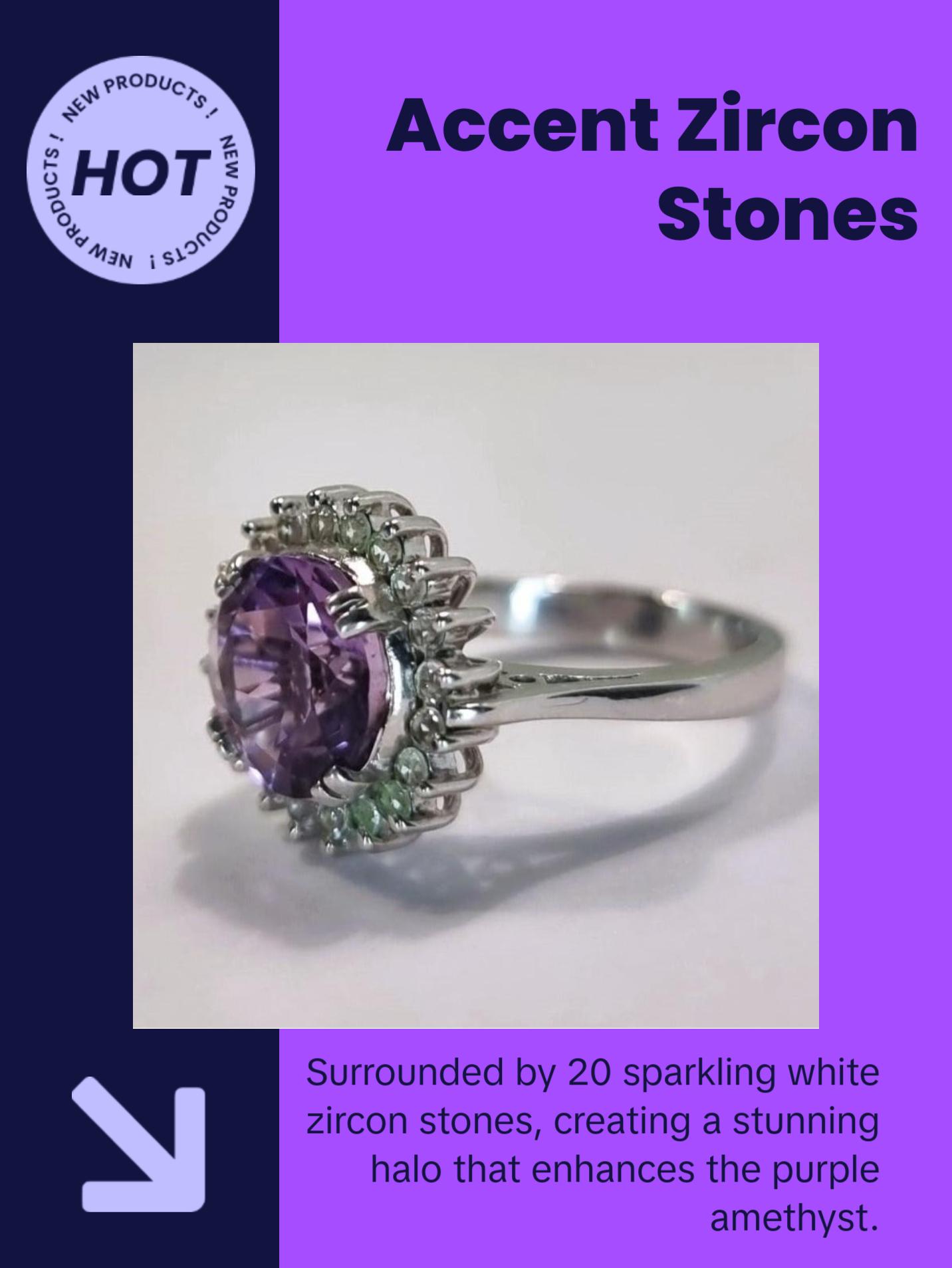 2.50ct Round Cut Purple Amethyst Statement Ring