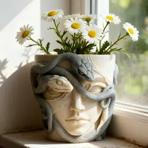 Name Medusa Relief Silicone Mold for Flower Pots - Highly 3D Design Ideal for Crafting Unique Artistic Pieces