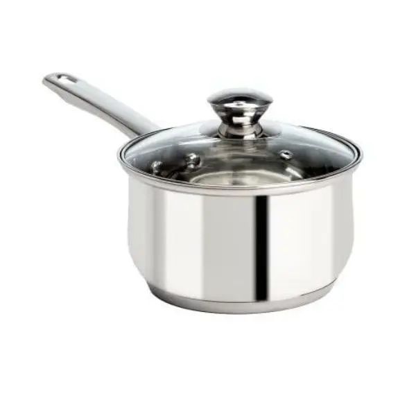 Epoca International 2 Qt. Stainless Steel Cookware Saucepan-Pot, Induction-Safe, Oven-Safe, with Glass Lid, Silver