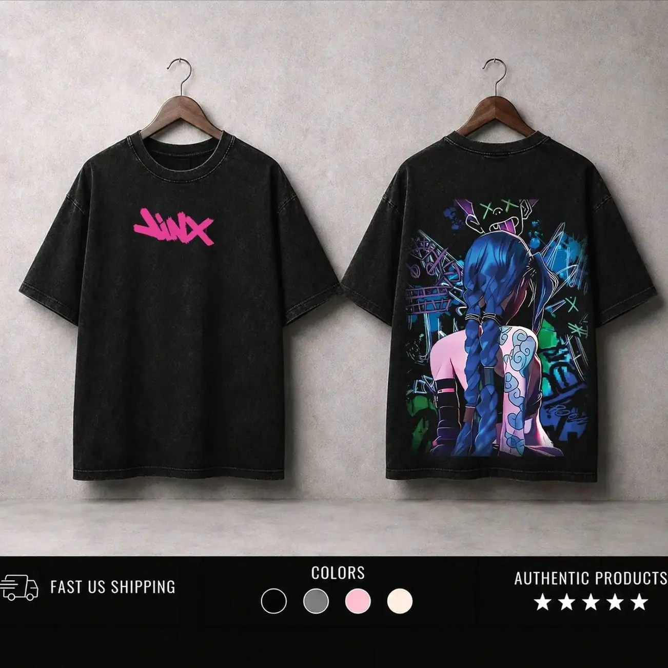 Retro Vintage Jinx x Powder Arcane: League of Legends Washed T-shirt, Hoodie FPS, Game Lover Unisex Shirt Gift for Him Her Y2K Hoodie Sweatshirt Clothes Menswear 80G
