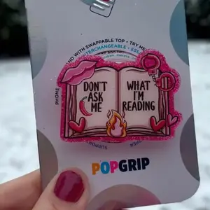 Don't Ask What I'm Reading Kindle Grip, Book Phone Grip, Book Girl Accessories, Adorable GripTok magnetic mount Foldable Wireless pop socket