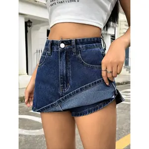 Women's cotton high waisted denim shorts, summer fashionable hot pants, casual multifunctional street wear, daily wear, and fitted design