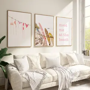 pink beachy wall decor set of 3 prints printable wall art coastal cowgirl beachy wall art , trendy wall art pink dorm room decor digital art