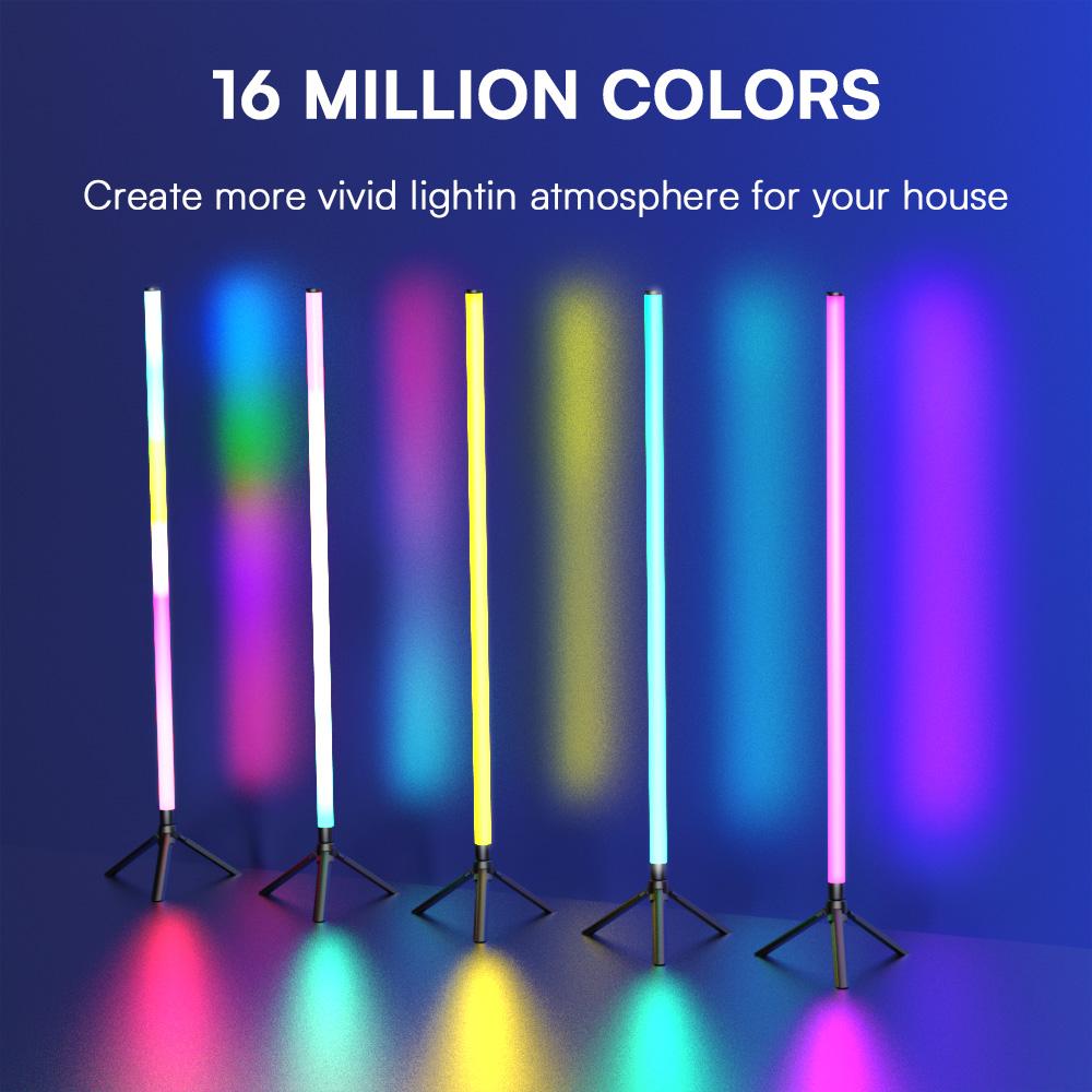 DAYBETTER 360° Standing LED Corner Lamp with Music Sync, Color Shift, Dual Control & Timer, 16M DIY Colors, Perfect for Living Room/Gaming Room, Smart RGB Floor Lamp