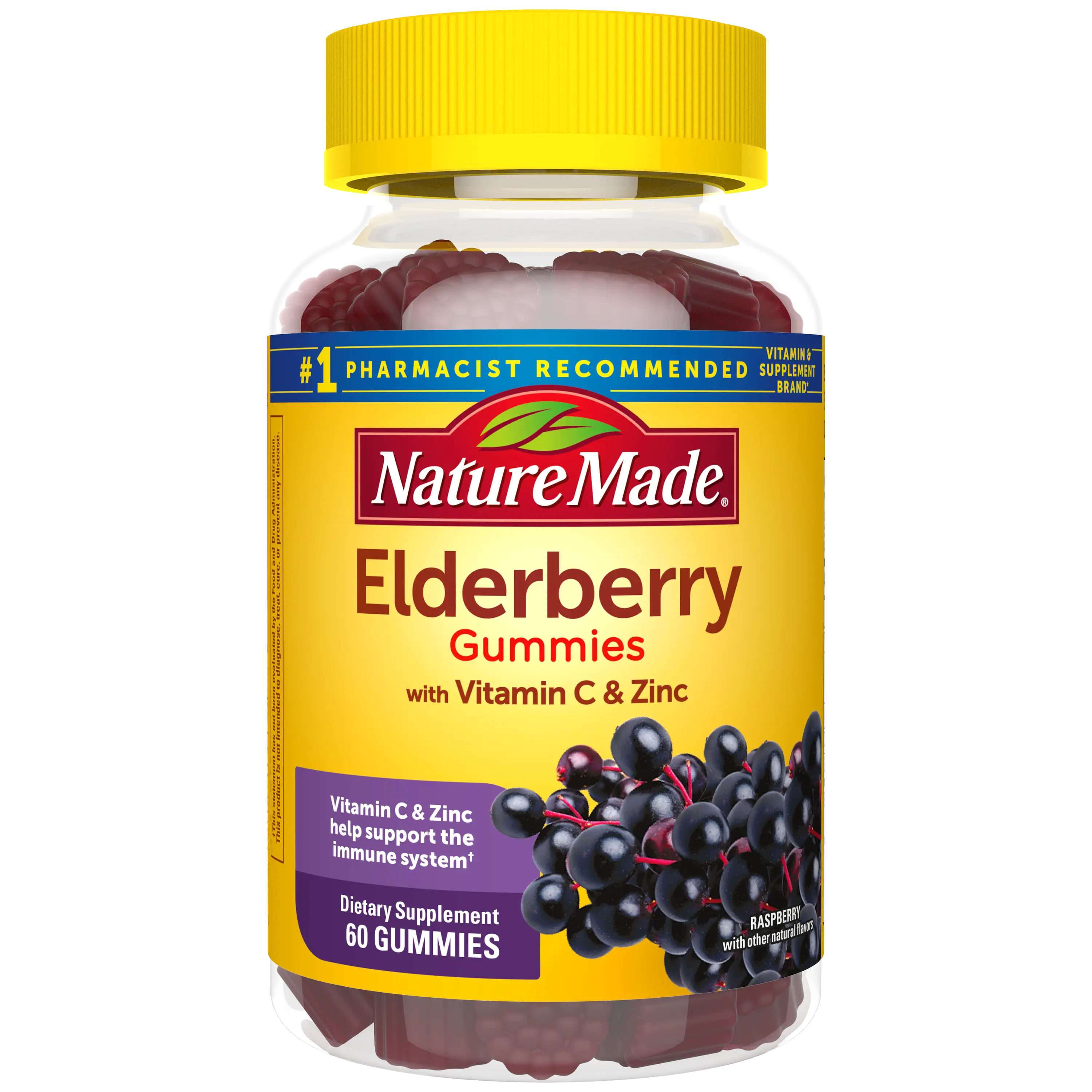 Nature Made 100 mg Elderberry Gummies with Vitamin C and Zinc, Immune Support Wellness Supplement