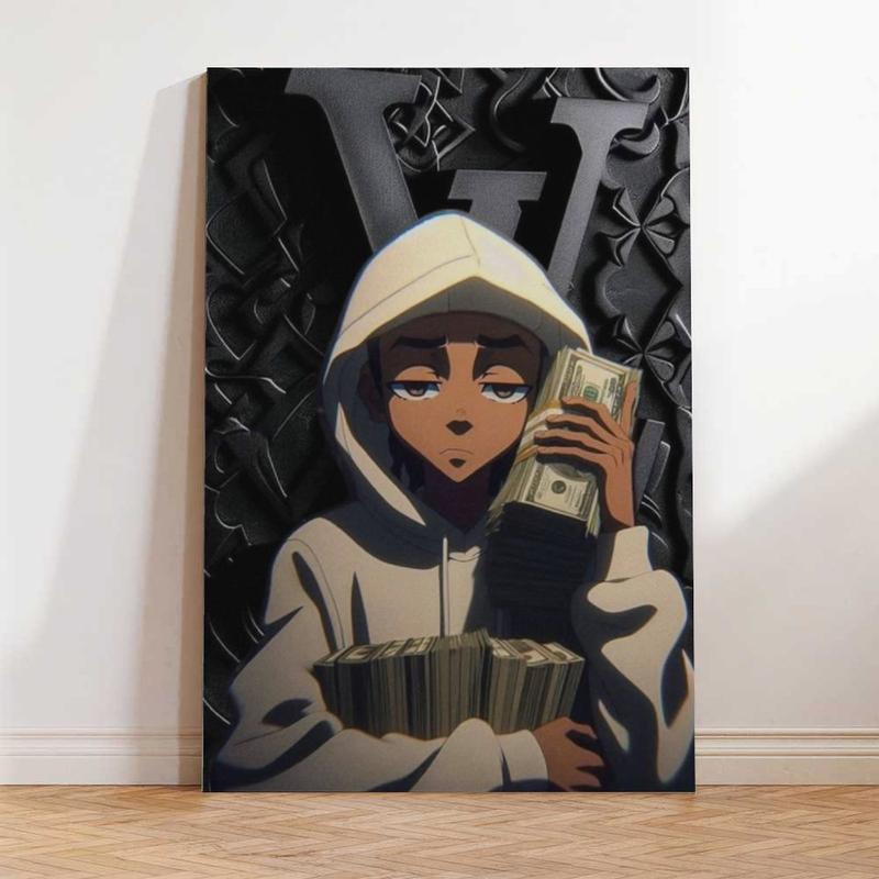 South Park Kyle "Stack of Cash" VLONE Canvas Print: The ultimate hip-hop and anime fan's exclusive men's space decor, and ideal for Gen Z dorm rooms.