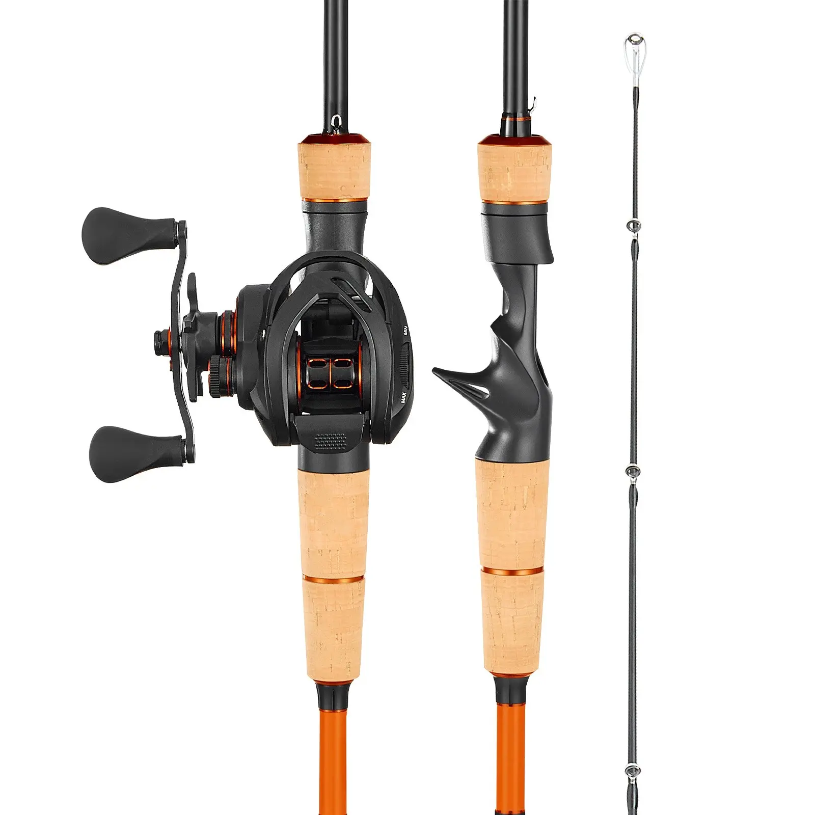 【Father's Day Gift】VEVOR Baitcasting Fishing Rod and Reel Combo, IM7 Carbon Fiber Rod, 6+1 BB System, 7.0:1 Gear Ratio, Cork Slip-Proof Grip, Stainless Steel Guides with Ceramic Rings, Medium Power, Left/Right Hand Compatible, Fathers Day Gift, Reels, Fis