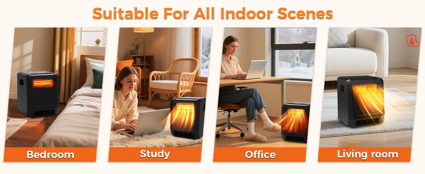 OSTBA 6-Element Infrared Cabinet Heater, 1500W Space Heater for Indoor Use, Box Heater with Thermostat 41–95°F, ECO Mode, Remote, 12H Timer, Tip-Over & Overheat Protection Portable Ceramic