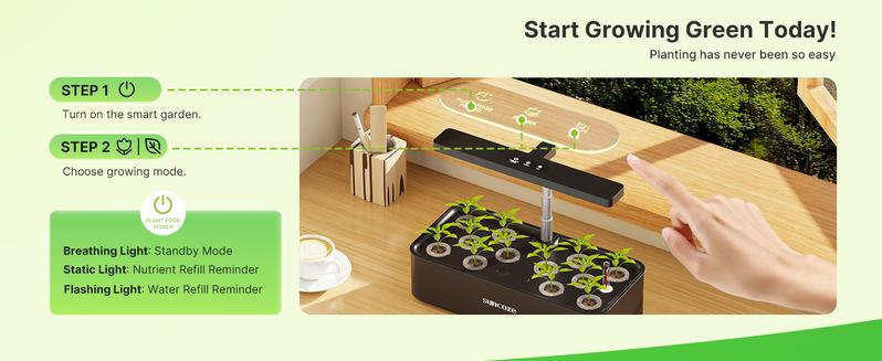 【Deal For You Days】SUNCOZE Hydroponics Growing System Kit 12 Pods, 24W LED Grow Light Indoor Garden, 4L Water Tank with Quiet Pump, Adjustable Height Herb Garden Planter Indoor Kit, Gardening Gifts