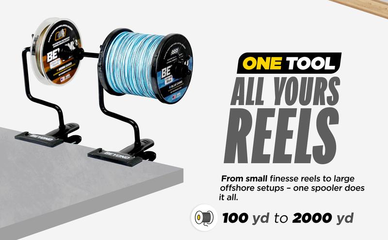 Beyond Braid EZ Fishing Line Spooler – Portable Table Mounted Reel Spooler for Spinning & Baitcasting Reels – Adjustable to Fit Multiple Size Spools of Fishing Line