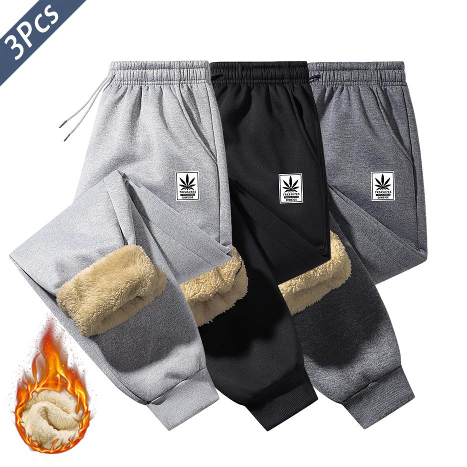 3 Pack Men's Thick Warm Winter Pants - Fleece Lined Cold Weather Sweatpants Ideal for Extreme Cold, Gym, Outdoors & Home - Christmas Gift Idea for Him, Athletic Pants for Men, Mens Workout Pants