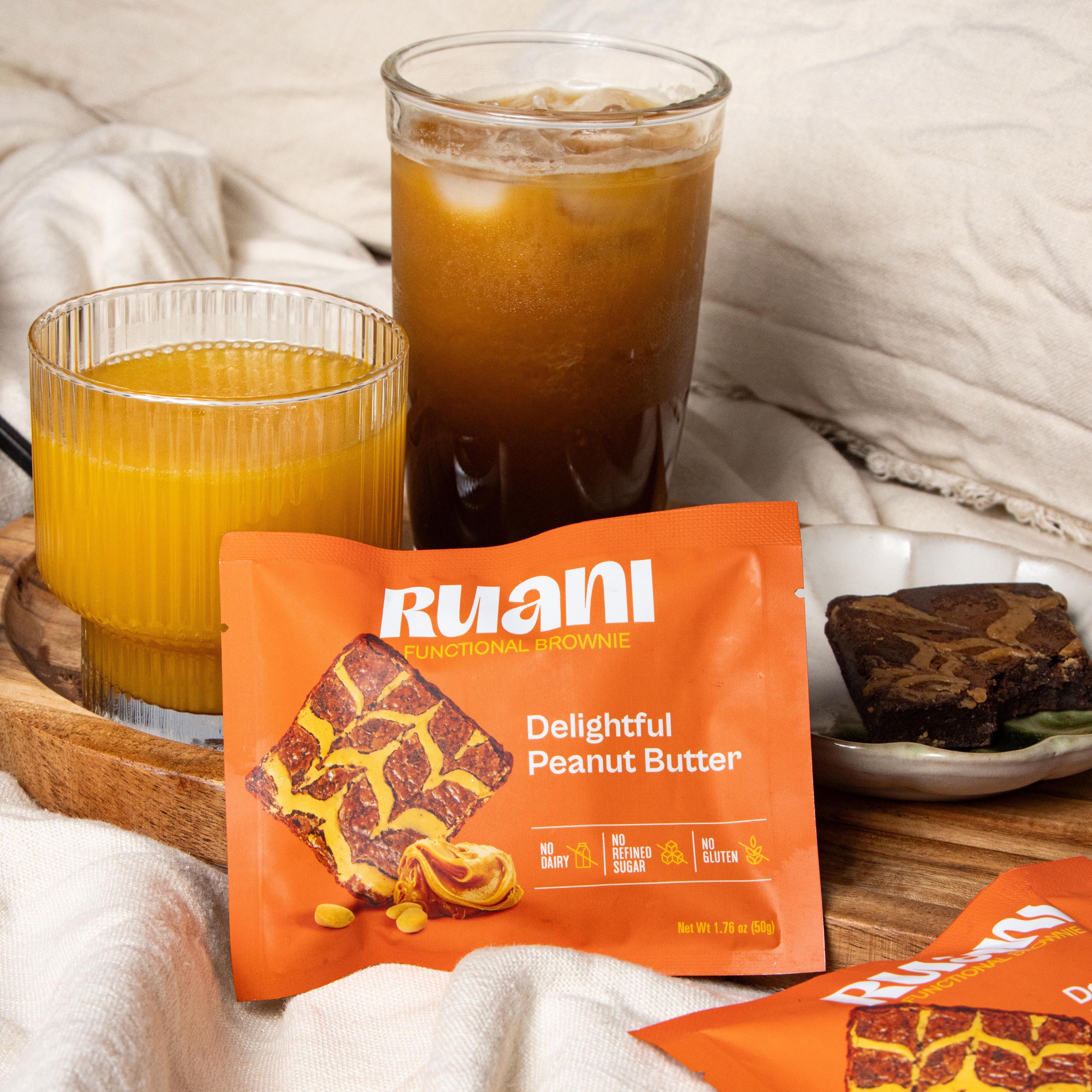 6 Pack Case Delightful Peanut Butter Brownie Food Dessert Natural Almond Coconut Organic Cake Sugar