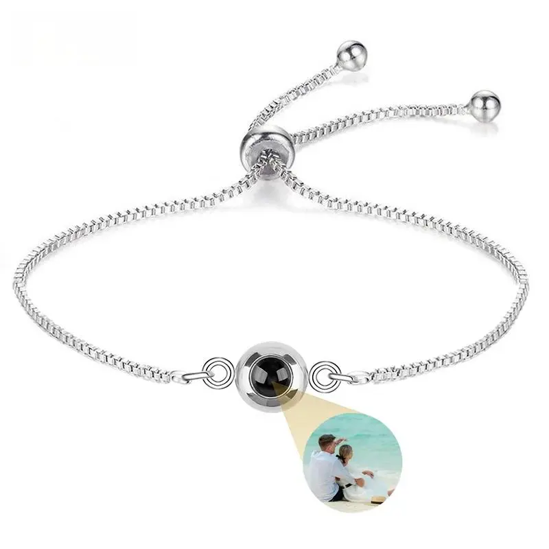 Customized photo bracelet, personalized projection bracelet, contains photo, "I love you" in 100 languages bracelet
