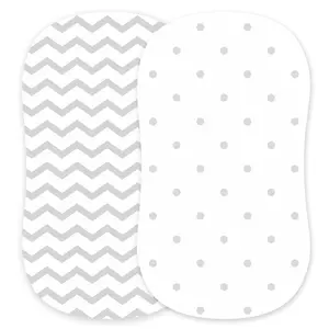 Cotton Jersey Bassinet Fitted Sheets, 2 Pack – Dots & Chevron