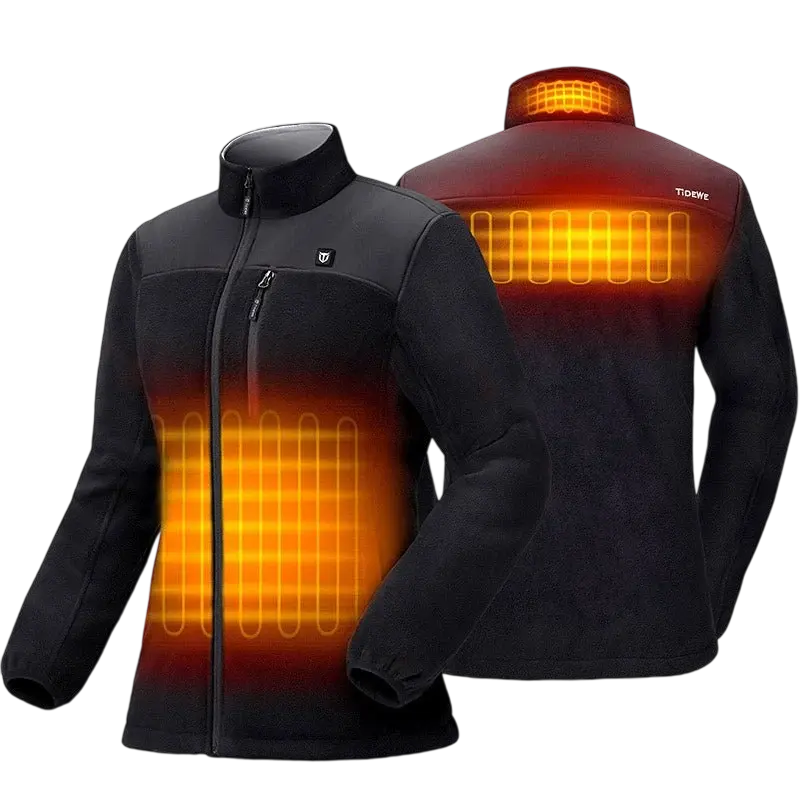 【Limited Size Clearance】TIDEWE Women's Heated Jacket Fleece with 10000mAh Battery Pack Rechargeable Smart Temperature Control for Hunting Camo Black Size S-XXL