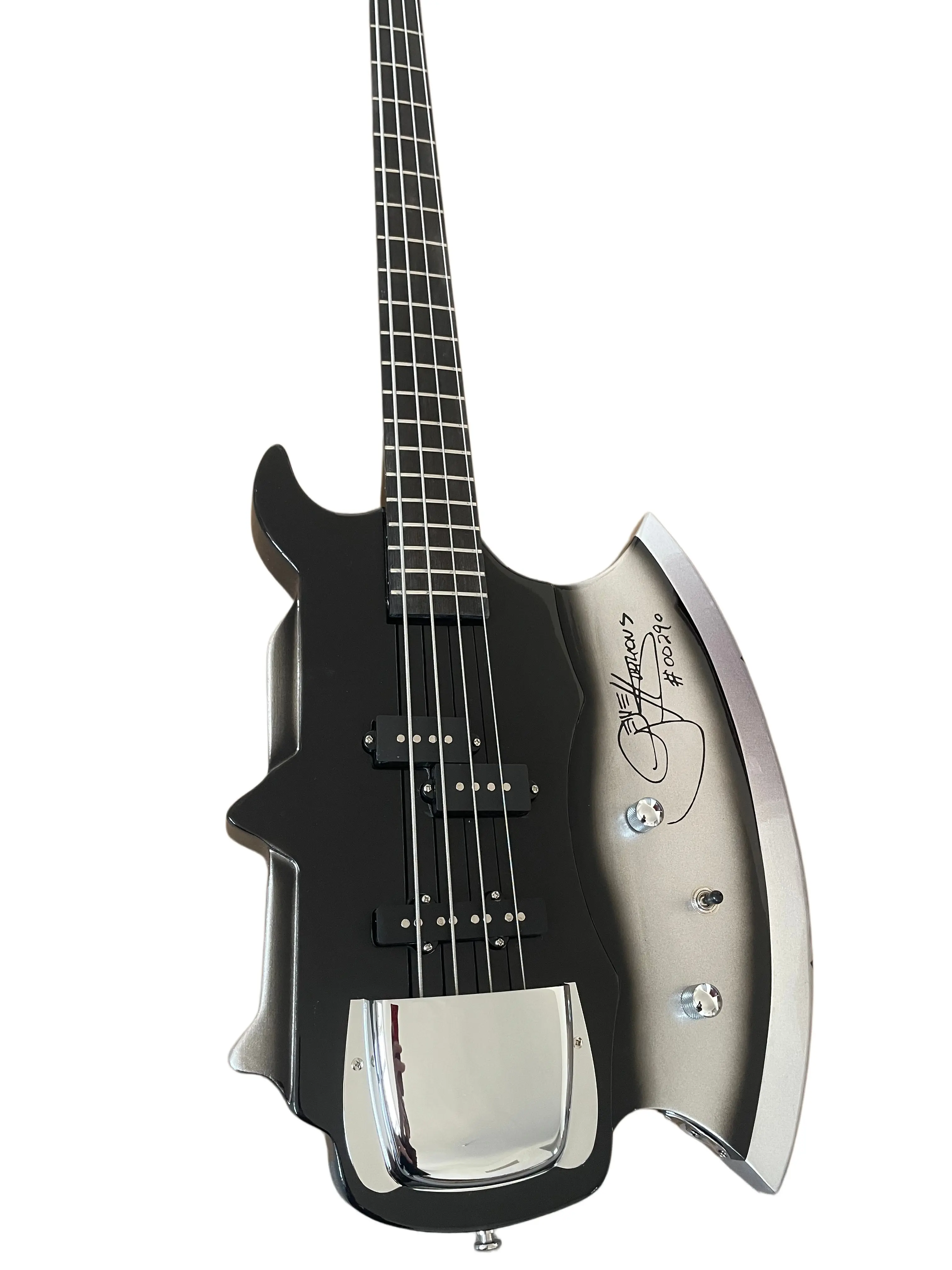 4-String Axe-Shaped Electric Bass Guitar with Black Rosewood Fretboard, Unique Bass Form Guitar Neck