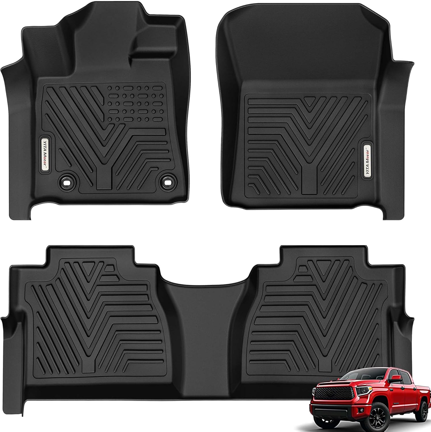 YITAMOTOR Custom Fit Floor Mats for Toyota Tundra 2014-2021 Crew Max Cab All Weather Protection Car Interior Kit