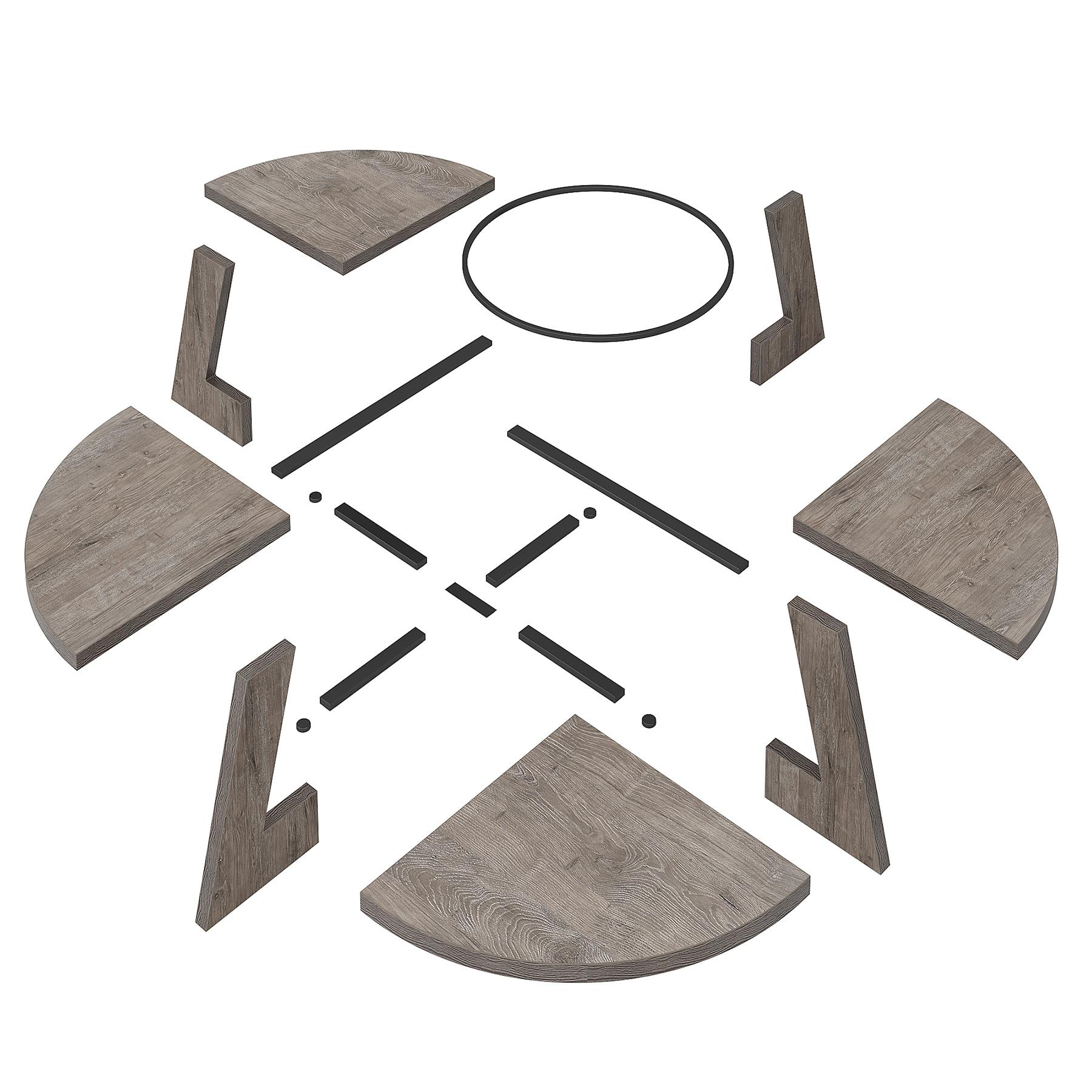 LITTLE TREE Round Dining Table for 4-6 People, 47 Inches Dining Room Table with Wooden Pedestal Base, Grey Dinner Tables, Circle Kitchen Tables for Dining Room, Kitchen, Living Room