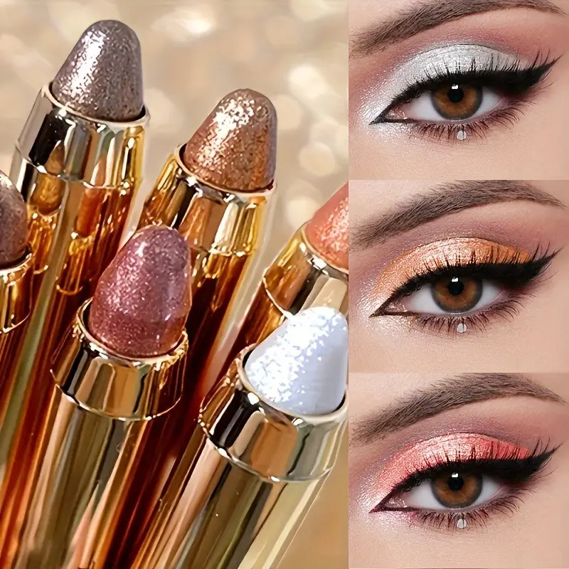 6-Piece Waterproof Pearl, Glitter and Shimmer Eyeshadow Stick Set, Long-Lasting Makeup Kit for All Skin Types and Daily Use, Glitter Eyeshadows, Shimmery Eyeshadow