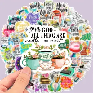 50/100 Inspirational Bible Verse Stickers - Faith-Based Vinyl Self-Adhesive Decorative Decals - Perfect Gift For Spiritual Individuals And Bible Enthusiasts; Suitable For Trucks, Bottles, Laptops, Scrapbooks, Cars, Diaries; Ideal For Christmas