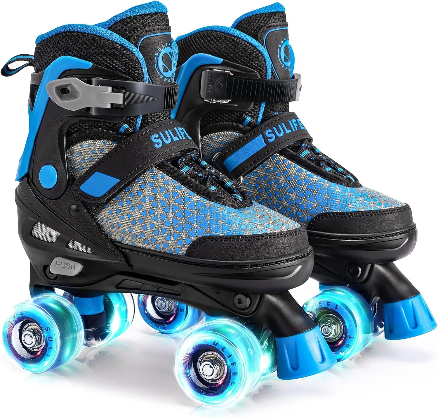 SULIFEEL Roller Skates for Girls Boys Kids,4 Sizes Adjustable Quad Skates with Light up Wheels,Safe Fun Children Skates, Best Gift for Beginners Indoor Outdoor Sports