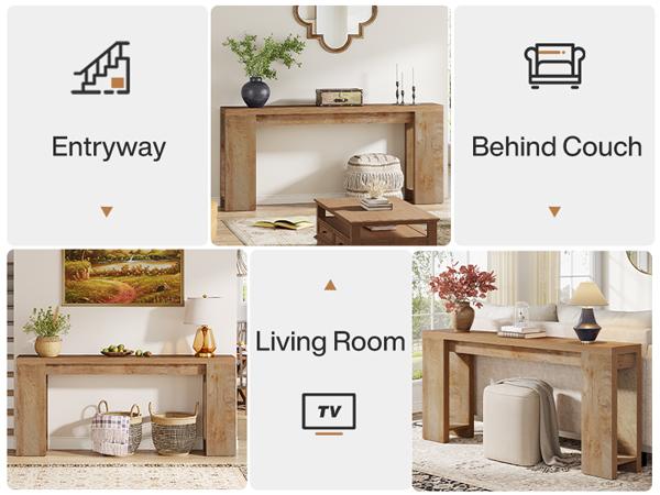 Tribesigns 70.9-Inch Long Rectangular Farmhouse Wood Console Table with Foot Pads, Storage Area & Easy Assembly for Entryway, Hallway & Living Room Furniture