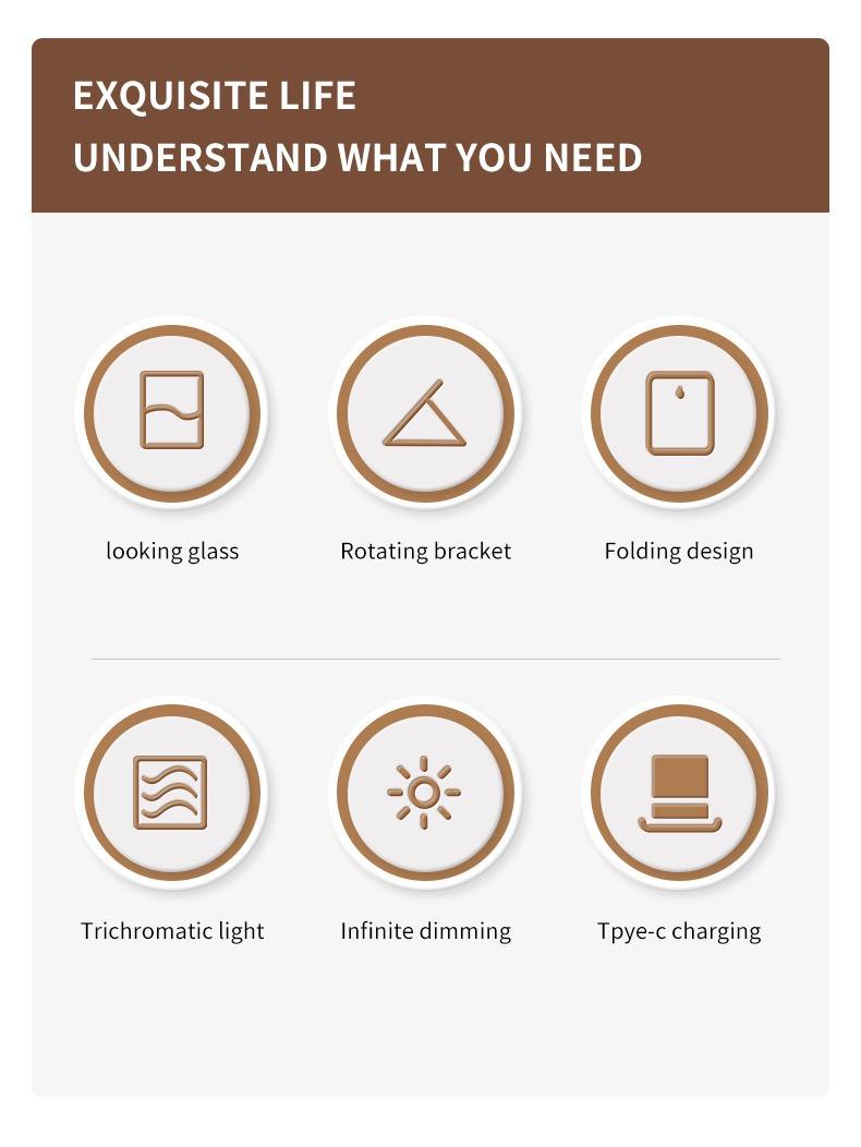 Portable LED Light Makeup Mirror,  Touch