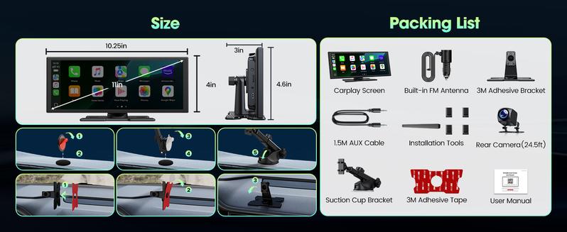 【Valentines】LAMTTO 10.25" Big Touch Screen Wirelesss CarPlay Screen Supports Youtube/Netflix/TikTok Apps with 720P Parking Backup Camera, for iPhone 8-15+ / Android 11+, Suitable for Vehicle Upgrades, Navigation, and In-Car Entertainmen 【Valentines】LAMTTO 10.25" Big Touch Screen Wirelesss CarPlay Screen Supports Youtube/Netflix/TikTok Apps with 720P Parking Backup Camera, for iPhone 8-15+ / Android 11+, Suitable for Vehicle Upgrades, Navigation, and In-Car Entertainmen