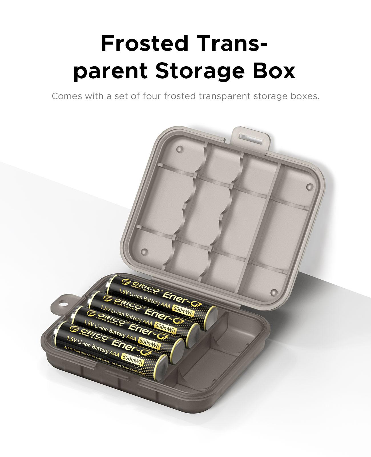 ORICO Ener-G Lithium ion Battery AAA Rechargeable Batteries with 1 Hour Fast Charge, Type-C Port 8 Pack, 1.5V 500mWh and Recharge Times up to 1500x, for Remote Controllers, Electronic Toys-EG7C